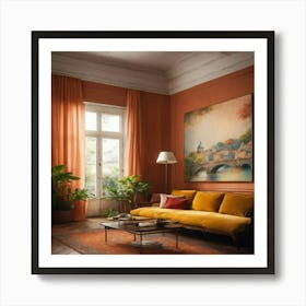 Orange Living Room 1 Art Print