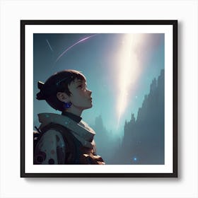 Girl In Space Art Print