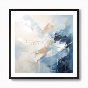 Serenity's Canvas: Grey and Blue Artistry Art Print