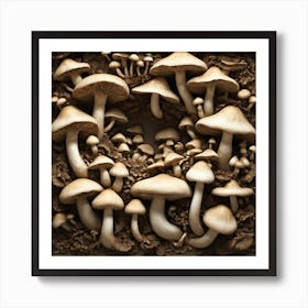 Mushrooms In A Frame 2 Art Print