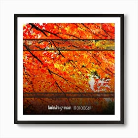 Autumn Themed Sale Banner Featuring Rich Textured Leaves In Shades Of Orange And Yellow Intertwine (2) Art Print