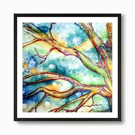 Watercolor Magic Tree Painting Art Print