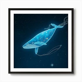 Celestial Whale Swimming Through The Stars Art Print