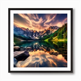 Sunset Mountain Lake 2 Art Print