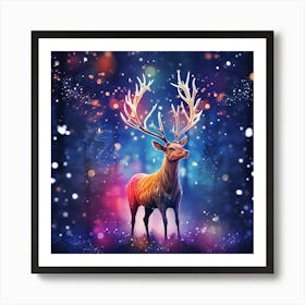 Deer In The Forest - Abstract Christmas Art Print