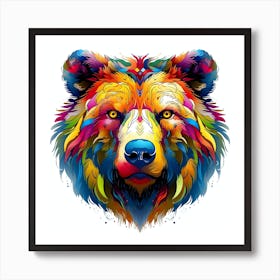 Colorful Bear Head 2 Art Print