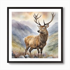 Highland Stag Scotland Midst the Alpines Art Print