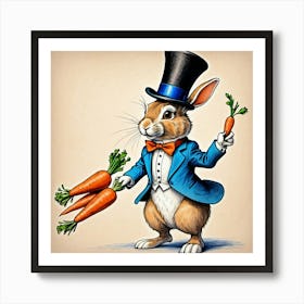 Rabbit With Carrots 33 Art Print