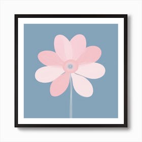 A White And Pink Flower In Minimalist Style Square Composition 157 Art Print