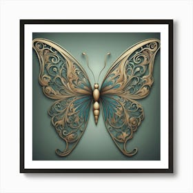 Gold Ornate Butterfly Art Print