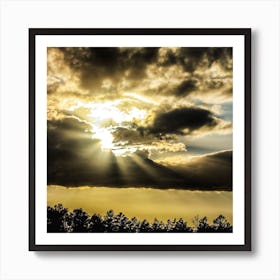 Sepia Sunset Rays Poster