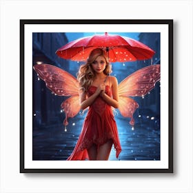 Fairy In The Rain Art Print