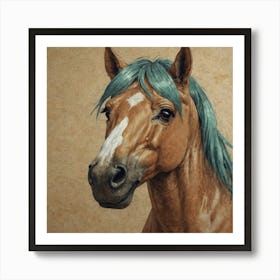 Blue Haired Horse 1 Art Print