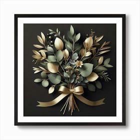 Bouquet Of Gold Leaves Art Print