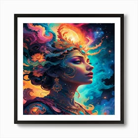 Woman With Colorful Hair 2 Art Print