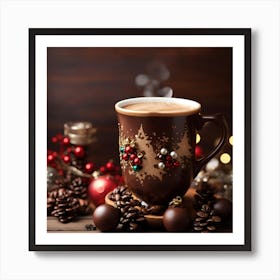 Christmas Cup Of Coffee Art Print