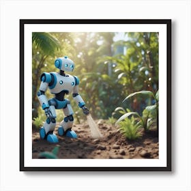 Robot In The Jungle Art Print