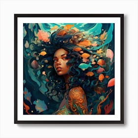 Mermaid Girl Art Print