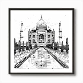 A Taj Mahal In Agra Hand Drawn Sketch Illustrati 1719953542 3 Art Print