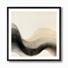 Abstract Organic Minimalist Black Waves 1 Art Print