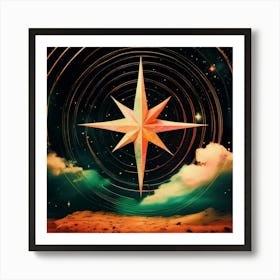 North Star, Compass, Celestial, Surrealism Póster