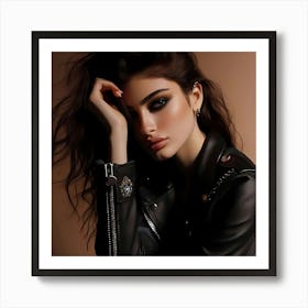 Model In Leather Jacket Art Print