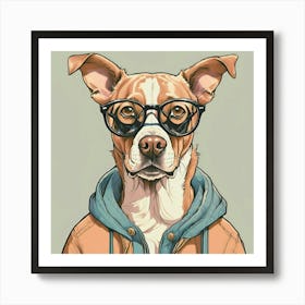 dog wearing glasses vintage art print Art Print