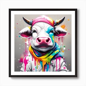 Colorful Cow Art Print