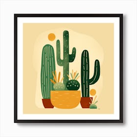 Rizwanakhan Simple Abstract Cactus Non Uniform Shapes Petrol 56 Art Print