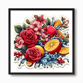 Oranges And Roses Art Print