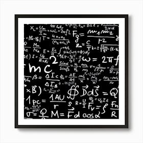 Math Equations On A Blackboard E=Mc2 Text Science Albert Einstein Formula Mathematics Physics Art Print