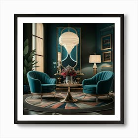 Blue Living Room Art Print