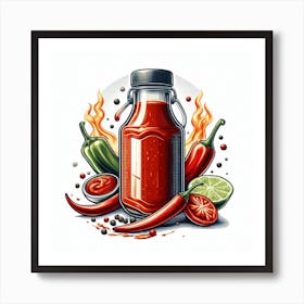 Hot Sauce Illustration 3 Art Print