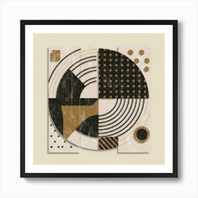 Bauhaus style rectangles and circles in black and white 9 Art Print