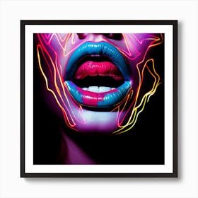 Neon Lips Art Print