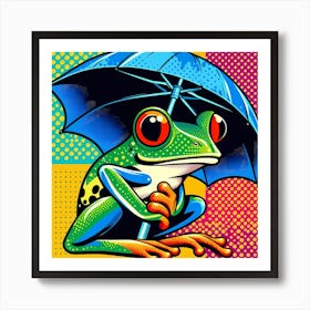 Frog With Umbrella Art Print