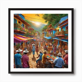 Street Market In Mexico 1 Art Print