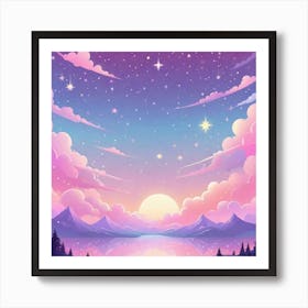 Sky With Twinkling Stars In Pastel Colors Square Composition 247 Art Print