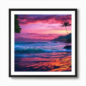 Sunset At The Beach 1 Art Print