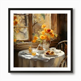 Table With Flowers 1 Art Print