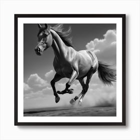 Horse Running In The Wind Art Print