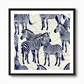 Zebra blue work Art Print