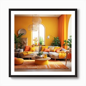 Orange Living Room Art Print