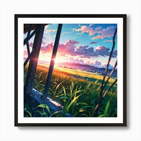 Sunset In The Field Art Print