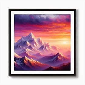 Sunset Over Mountains Art Print