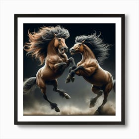 Two Horses Fighting 4 Art Print