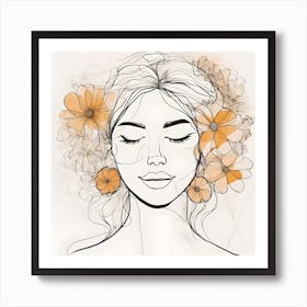Woman With Flowers In Her Hair 2 Art Print