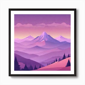 Misty mountains background in purple tone 51 Art Print