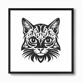 Tribal Cat Head 2 Art Print