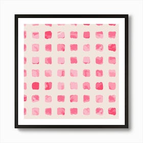 Pink Squares Pattern Art Print